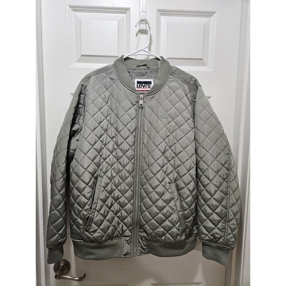 Levi's Women's Diamond Quilted Casual Bomber Jacket Sea Green Plus 1X